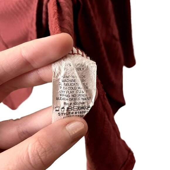 Alya deep coral tunic top long sleeved sweater pockets ribbed knit material - Picture 6 of 6